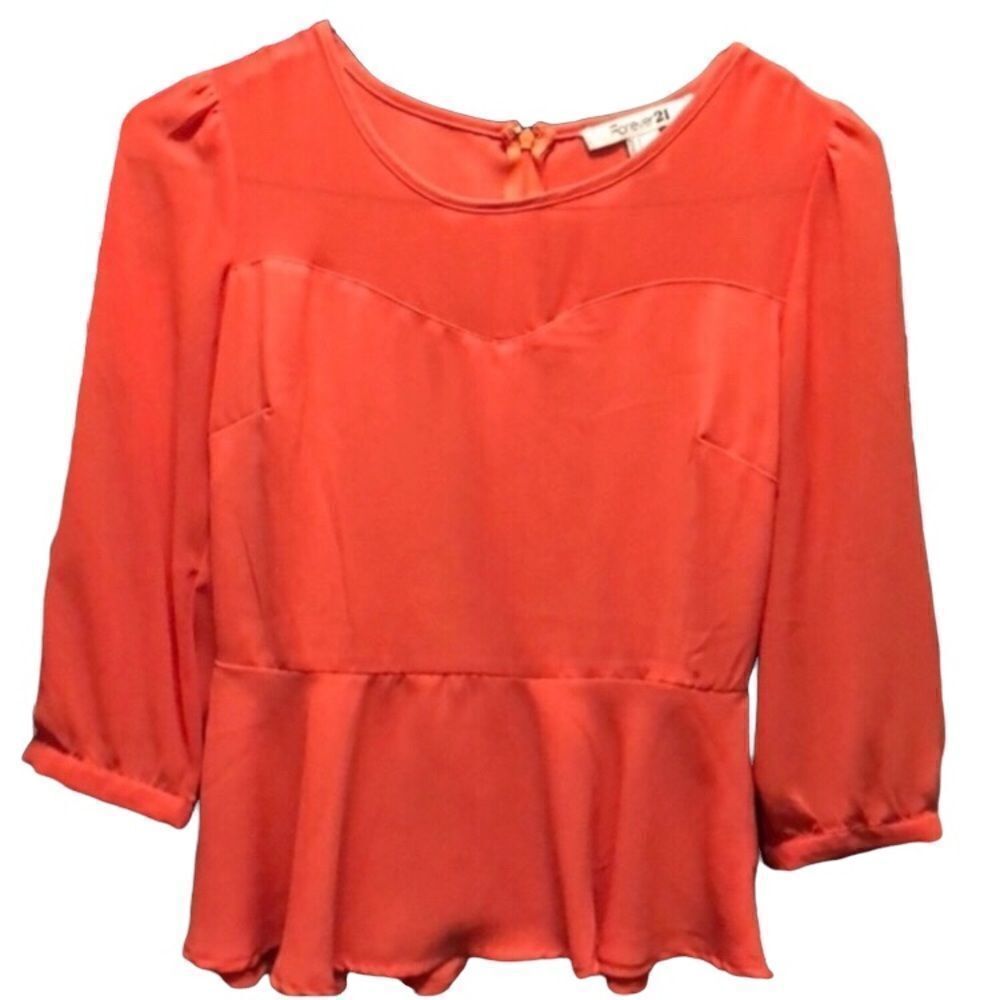 Forever 21 SMALL Orange Peplum Top